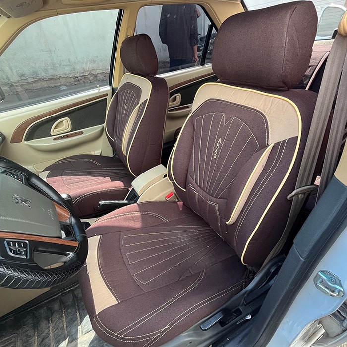 روکش صندلی ماشین پرشیا قدیم پارچه کتان طرح پرو رنگ قهوه ای کرم روکش صندلی ماشین پرشیا قدیم پارچه کتان طرح پرو رنگ قهوه ای کرم