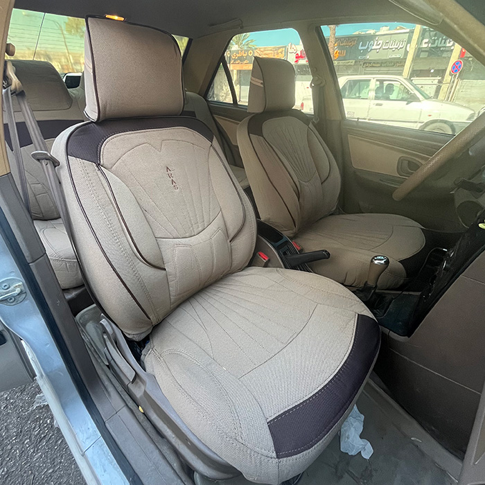 روکش صندلی ماشین پژو 405 جدید پارچه جودون طرح پرو رنگ کرم قهوهای روکش صندلی ماشین پژو 405 جدید پارچه جودون طرح پرو رنگ کرم قهوهای