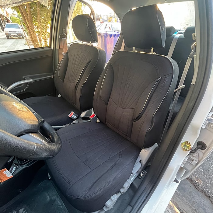 روکش صندلی ماشین ساینا پارچه کتان طرح پرو رنگ مشکی روکش صندلی ماشین ساینا پارچه کتان طرح پرو رنگ مشکی