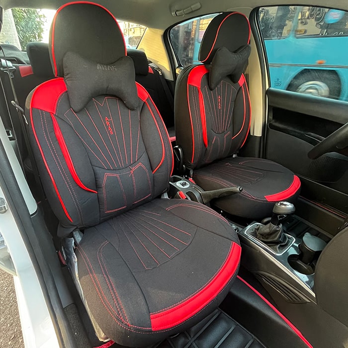 روکش صندلی ماشین سمند سورن پارچه کتان طرح پرو رنگ مشکی قرمز روکش صندلی ماشین سمند سورن پارچه کتان طرح پرو رنگ مشکی قرمز