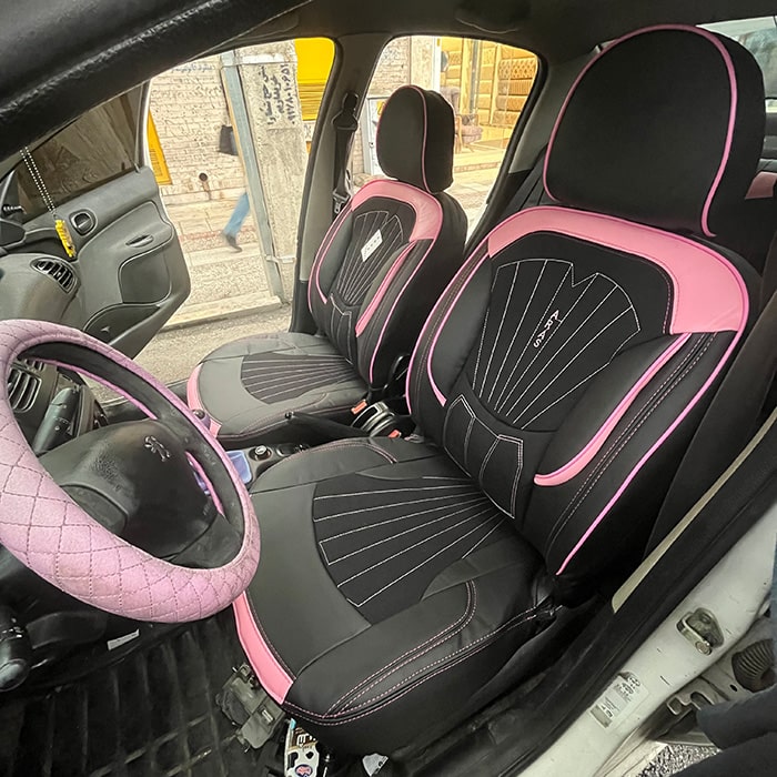 روکش صندلی ماشین پژو 206 چرم طرح پرو رنگ مشکی صورتی روکش صندلی ماشین پژو 206 چرم طرح پرو رنگ مشکی صورتی