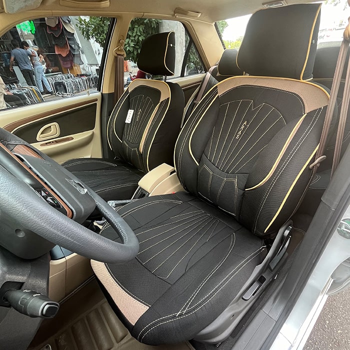 روکش صندلی ماشین پرشیا قدیم پارچه برزنت طرح پرو رنگ مشکی کرم روکش صندلی ماشین پرشیا قدیم پارچه برزنت طرح پرو رنگ مشکی کرم