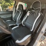 روکش صندلی ماشین پژو 207 چرم طرح پلاس رنگ مشکی سفید