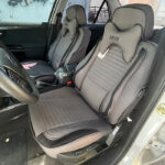 روکش صندلی ماشین سمند سورن پارچه کتان طرح پلاس رنگ طوسی مشکی