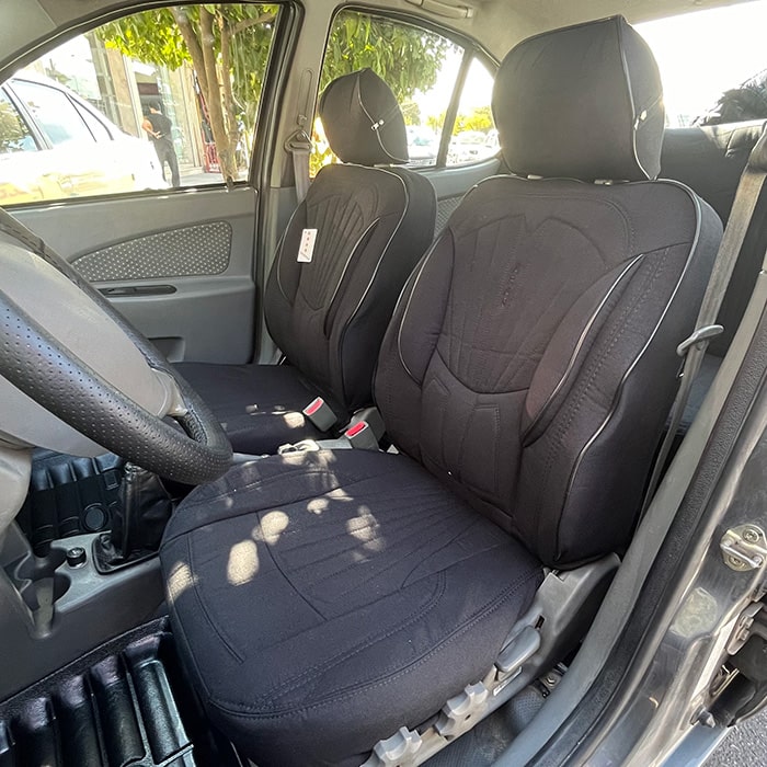 روکش صندلی ماشین تیبا2 پارچه کتان طرح پرو رنگ مشکی روکش صندلی ماشین تیبا2 پارچه کتان طرح پرو رنگ مشکی