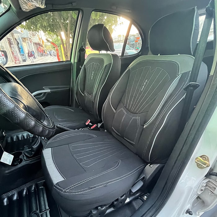 روکش صندلی ماشین کوییک پارچه برزنت طرح پرو رنگ مشکی طوسی روکش صندلی ماشین کوییک پارچه برزنت طرح پرو رنگ مشکی طوسی