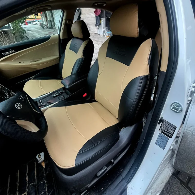 روکش صندلی خودرو هیوندا سوناتا چرمی رنگ مشکی کرم