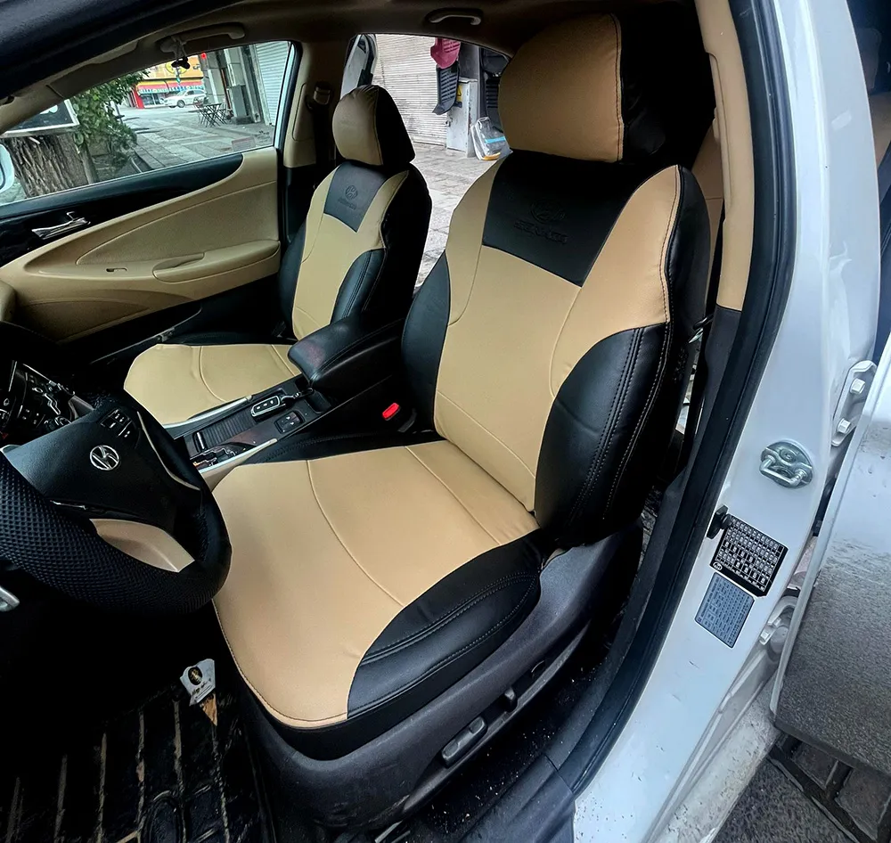 روکش صندلی خودرو هیوندا سوناتا چرمی رنگ مشکی کرم روکش صندلی خودرو هیوندا سوناتا چرمی رنگ مشکی کرم
